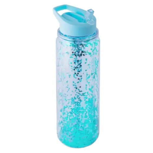 Glitter 1 Litre Water Bottle Transparent Turquoise